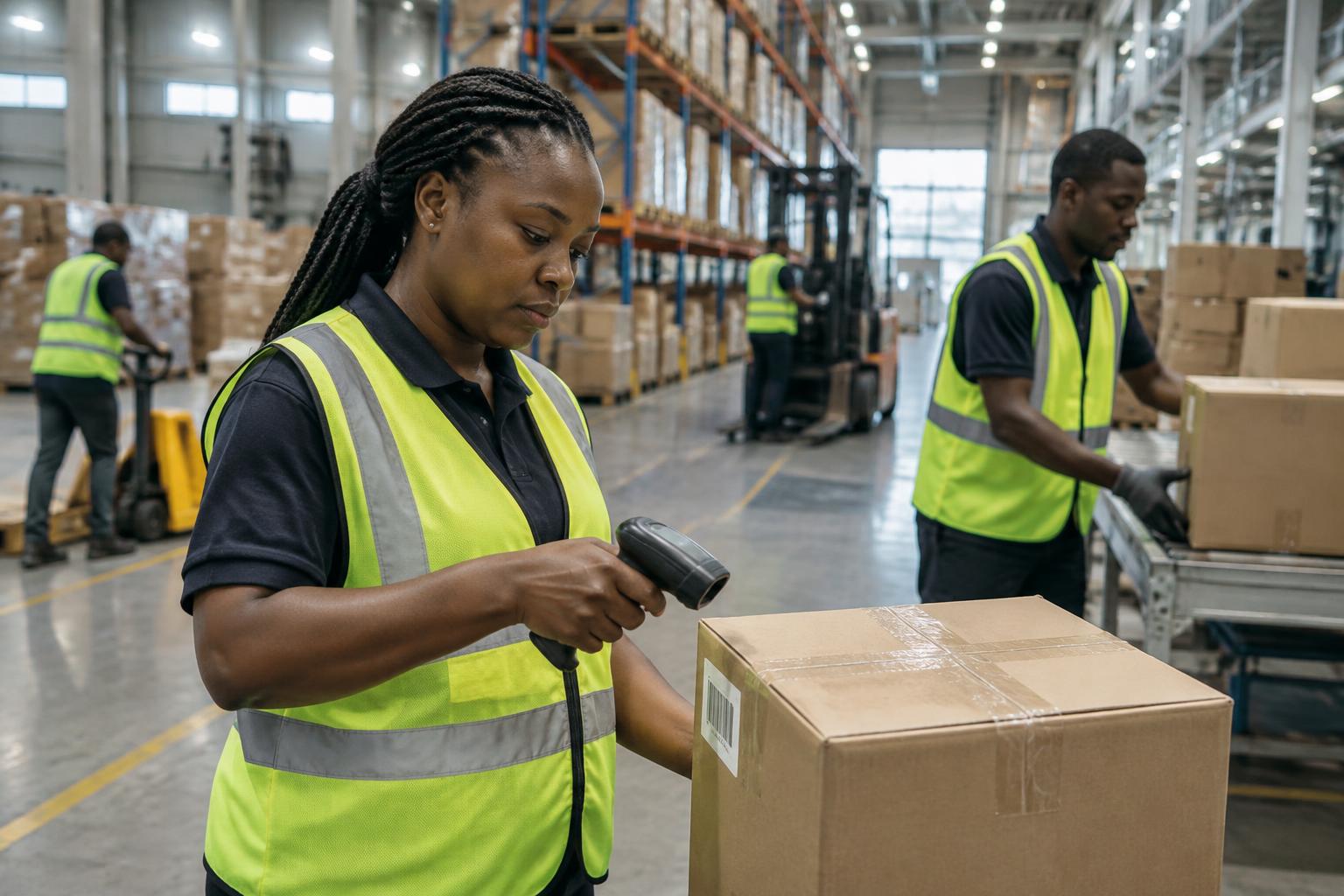 Warehouse and logistics crew at work